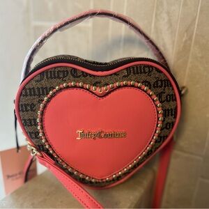 Juicy Couture Heart-Shaped Pink and Brown Crossbody Bag